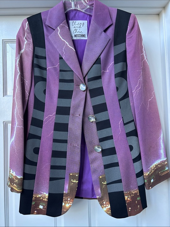 Moschino Jackets & Blazers - Rare MOSCHINO Cheap and Chic vintage 1990’s Purple Energy Stripe Blazer. Size 6